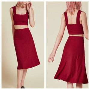 Reformation Katrina crop top skirt matching set